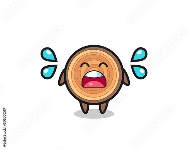 Fototapeta wood grain cartoon illustration with crying gesture