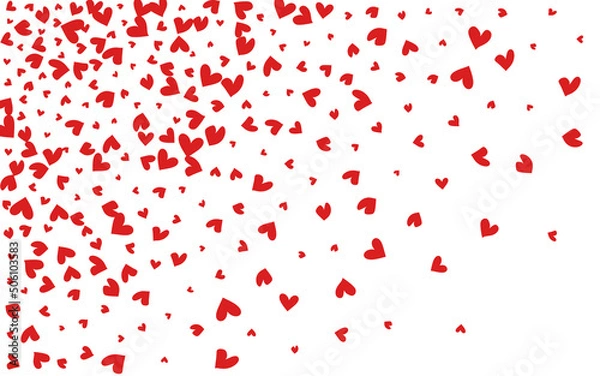 Fototapeta Red Confetti Vector White Backgound. Romantic