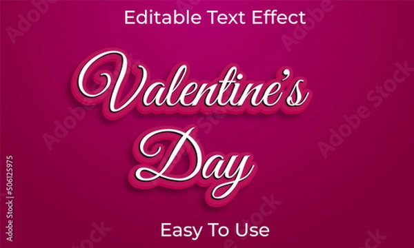 Fototapeta Valentine's day 3d editable text style effect