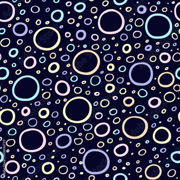 Fototapeta Seamless geometric pattern for dot circle bubbles in black and white Doodle style