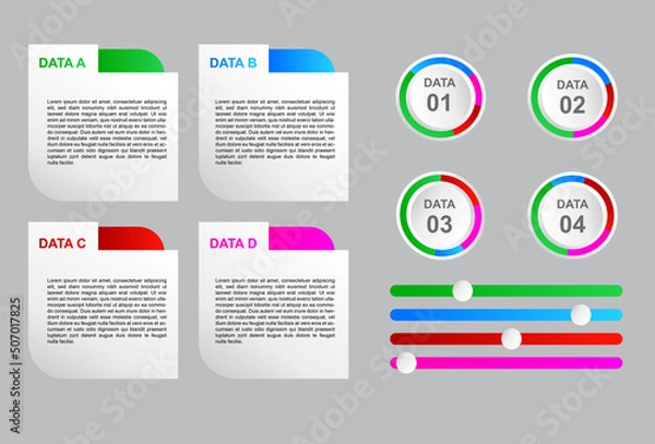 Fototapeta infographic element design with 4 stages for presentation and business.