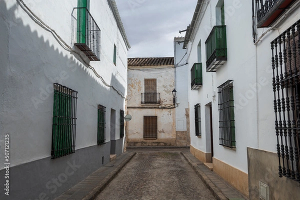 Fototapeta Traditional architecture in Almagro, in the province of Ciudad Real, Spain. This town is a tourist destination and is designed as Historic-Artistic Grouping