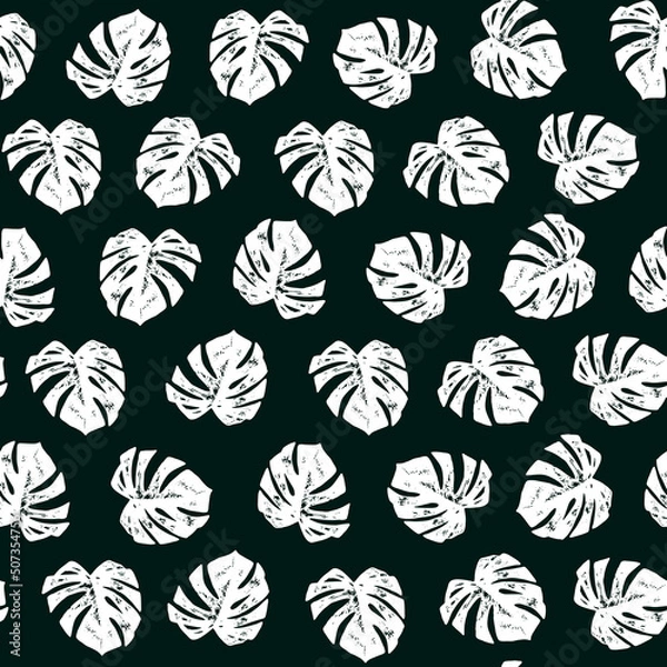 Fototapeta Monstera Palm leaves vector seamless pattern