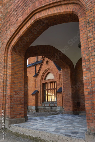 Fototapeta Sangaste Castle Estonia National Geographic yellow frame travel southern sunny heritage parts of the building