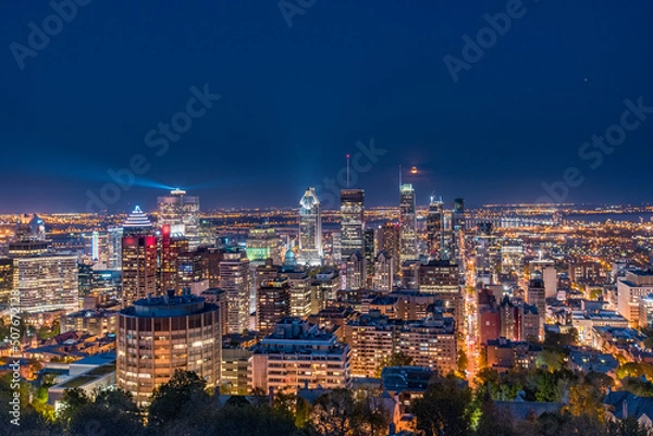 Fototapeta The skyline of Montreal Canada at dusk 