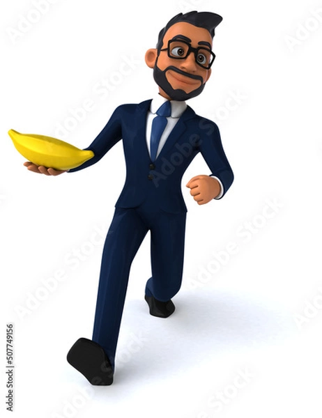 Fototapeta Fun 3D cartoon illustration of an indian businessman