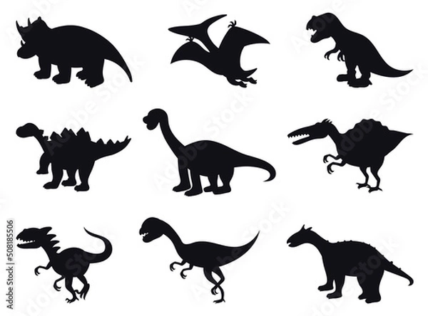 Fototapeta  Silhouettes premium vector template cartoon dinosaurs