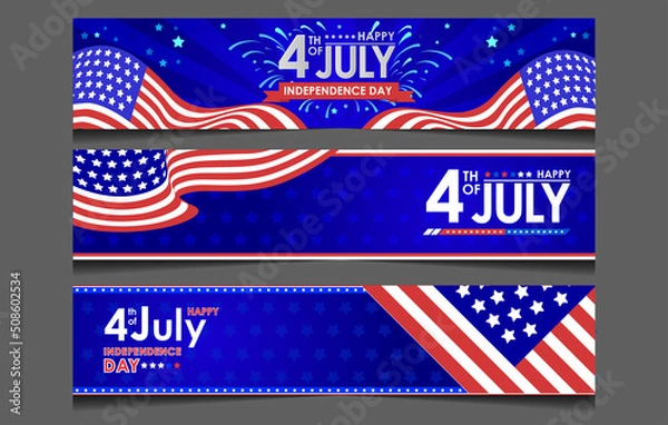 Fototapeta fourth of July Set banner design template.