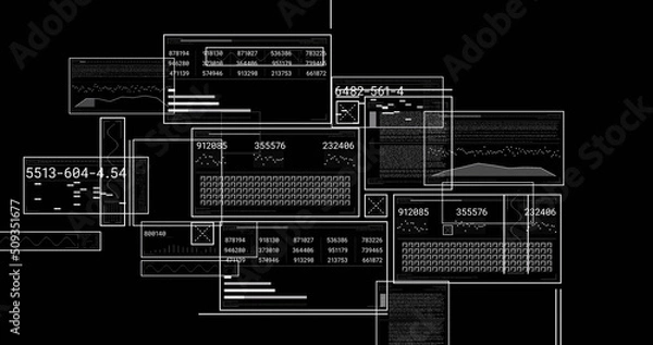 Obraz Image of data processing over black background