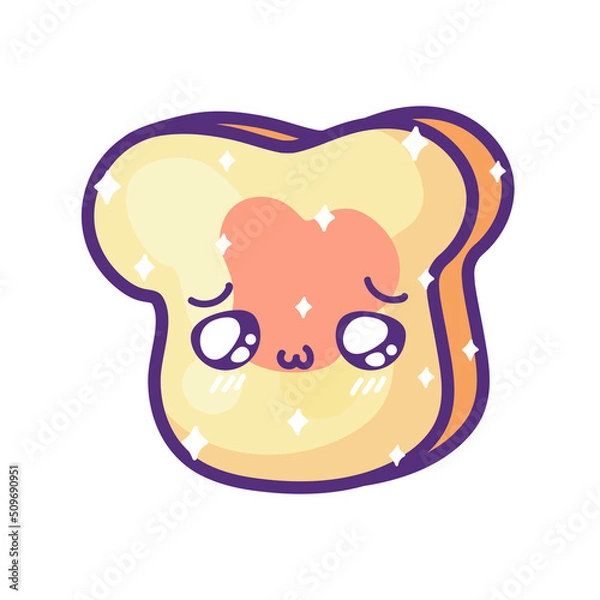 Fototapeta bread kawaii cartoon