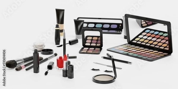 Fototapeta Realistic 3D Render of Cosmetics Collection