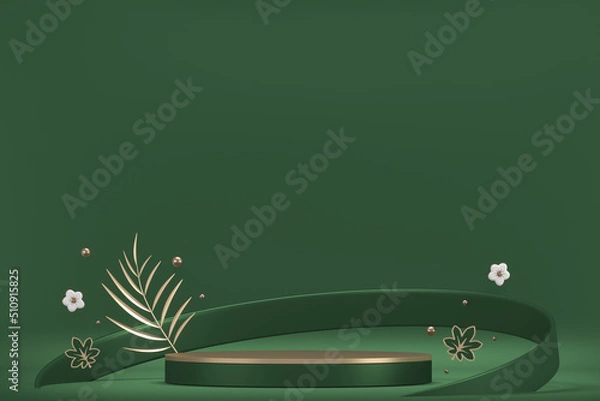 Fototapeta Luxury japan green podium decoration suitable for products.3D rendering