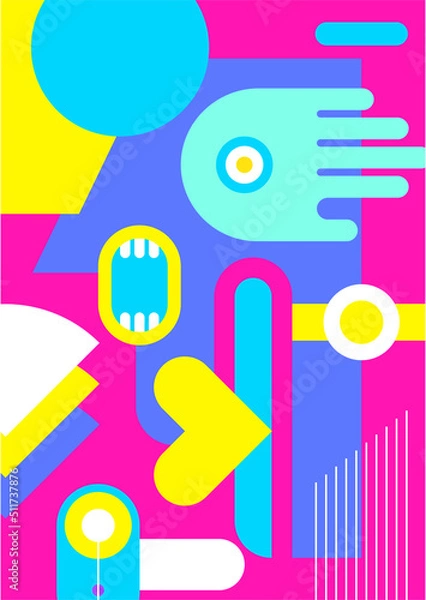 Fototapeta Abstract pop art collage surrealism face design vector illustration. Designed for NFT, token, wallpaper, poster, crypto, punk, aesthetic poster. NFT token in crypto artwork for blockchain digital art