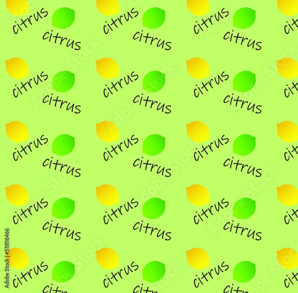 Fototapeta seamless pattern with lemons and limes on light green background, vector illustration, eps 10