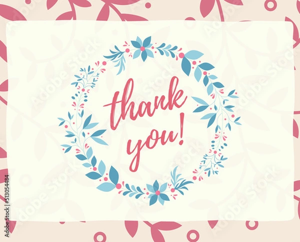 Fototapeta Thank you card, Beautiful thank you card for volunteers. Illustrated thank you cards.