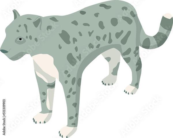 Fototapeta Gray Cat isometric. 3d kitty icon . Vector wild cat illustration.