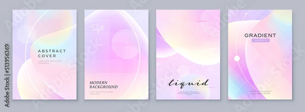 Fototapeta Fluid Abstract Gradient Background Cover Design. Modern Style Poster, Brochure or Flyer with Pastel Minimal Shapes in Liquid Colors. Vector Background Design for Social Media, Banner, Poster.