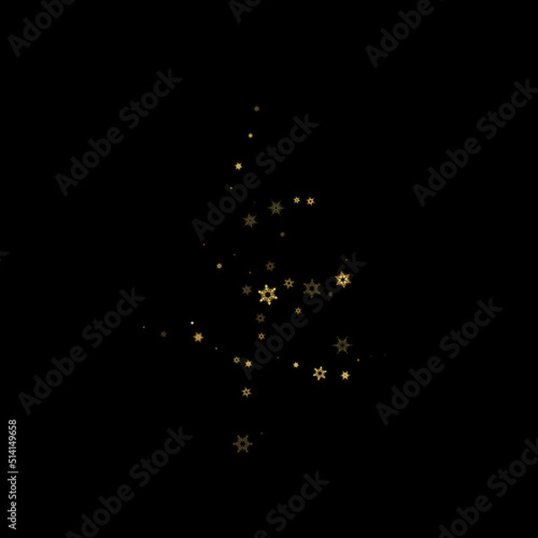 Fototapeta Falling Snow flakes golden pattern Holiday Vector