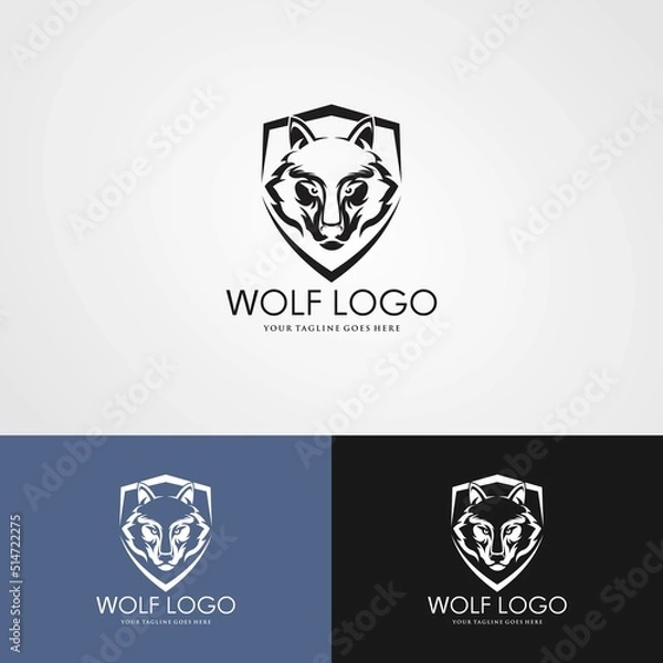 Obraz Abstract Wolf logo design template. Simple flat style.