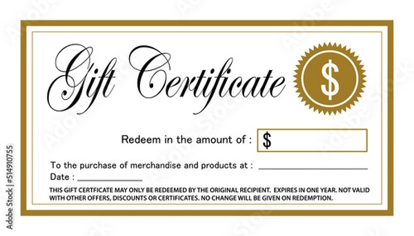 Fototapeta Gift certificate. Free amount card. Vector icon template.