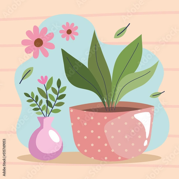 Fototapeta gardening vase with flowers