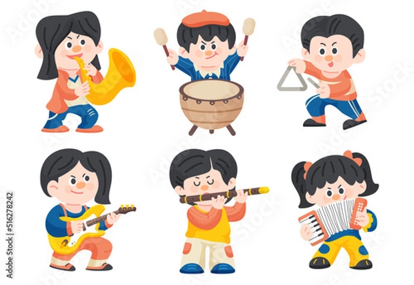 Fototapeta Illustration of a character playing a musical instrument