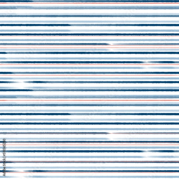 Fototapeta Paint horizontal stripe summer seamless pattern. Hand drawn brush lines