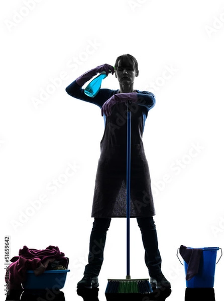 Fototapeta woman maid housework despair overwork silhouette