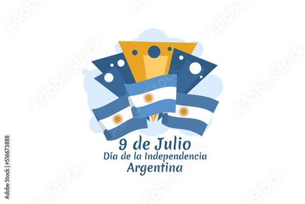 Fototapeta Translate: July 9, Independence day of Argentina vector illustration. Suitable for greeting card, poster and banner 