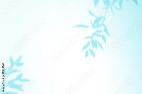 Fototapeta Creative layout with blue tropical leafs shadow on pastel color background