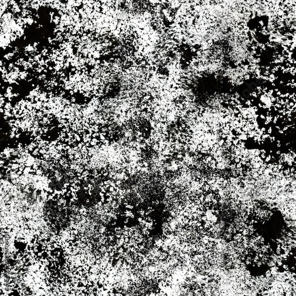 Fototapeta Abstract texture pattern with ink splashes and spots. Grunge black and white seamless background. Monochrome texture. Imitation of stone, mineral, concrete