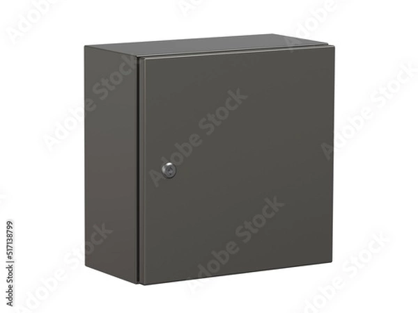 Fototapeta Industrial enclosure stainless steel material 3D illustration isolated on white background