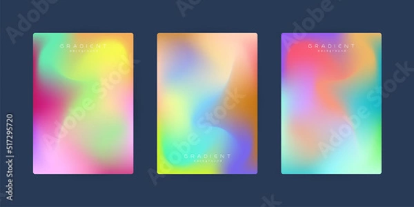 Fototapeta Colorful Abstract fluid shapes in curves gradient background, the three modern pastel gradient abstract and Applicable vector used for pattern and background illustration