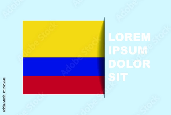 Fototapeta Half Colombia flag vector with copy space, country flag with shadow style, horizontal slide effect, Colombia icon design asset, text area, simple flat design