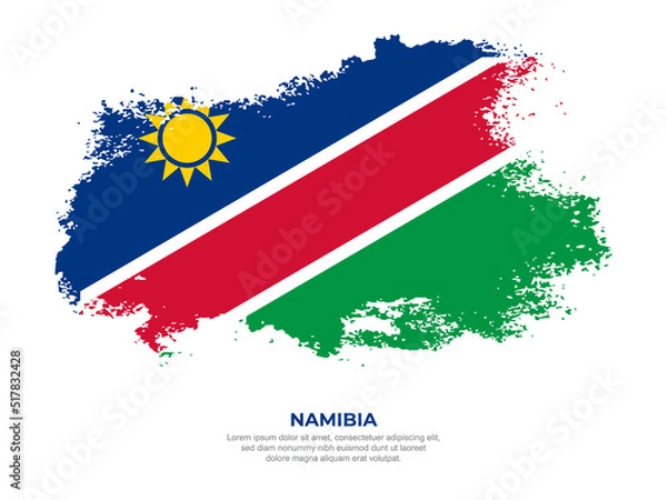 Fototapeta Vintage grunge style Namibia flag with brush stroke effect vector illustration on solid background