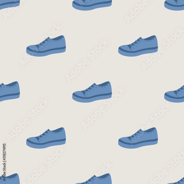 Fototapeta Seamless vector sneakers pattern. Stylish shoes fashion element background for fabric, textile, cover etc.