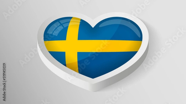 Fototapeta EPS10 Vector Patriotic heart with flag of Sweden.