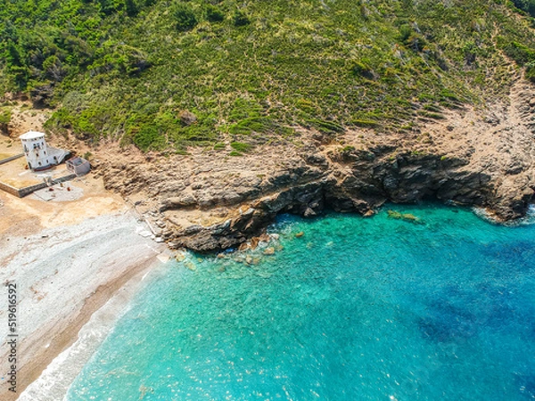 Fototapeta Aerial view over Tsoukalia beach in Alonissos, Greece