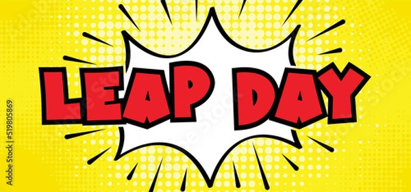 Fototapeta Happy Leap day or leap year slogan. Calendar page 29 February, month 2024 or 2028 and 366 days. 29th Day of february, today one extra sale day. line pattern banner. Fun vector icon or symbol