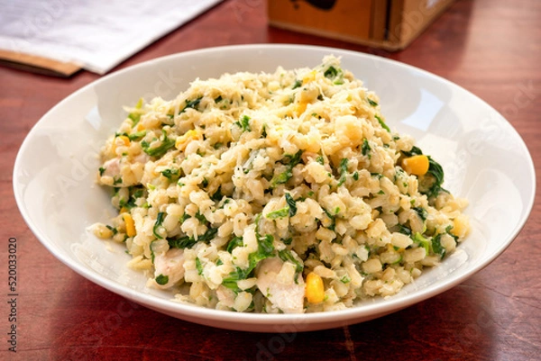 Fototapeta Barley groats with chicken and vegetables