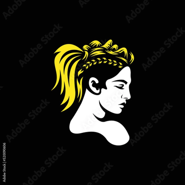 Fototapeta Beautiful girl with fashionable ornamental hairstyle. Design element for logo