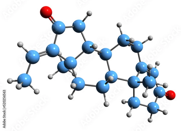 Fototapeta 3D image of Guggulsterone skeletal formula - molecular chemical structure of gum resin bioactive component isolated on white background
