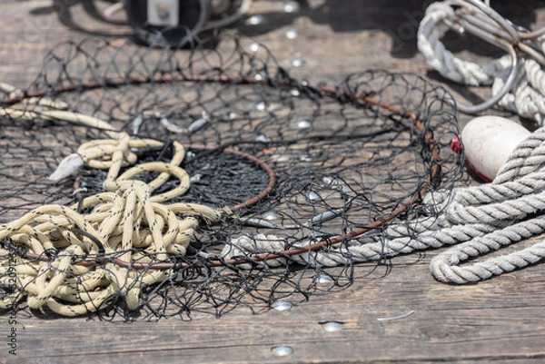 Fototapeta Fishing net on the pier