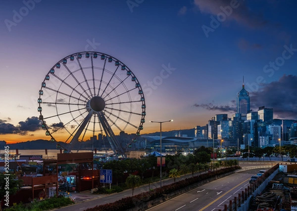 Fototapeta Skyline of Hong Kong city at dawn