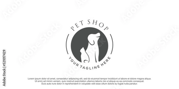 Fototapeta dog and cat logo design with creative concept ilustration