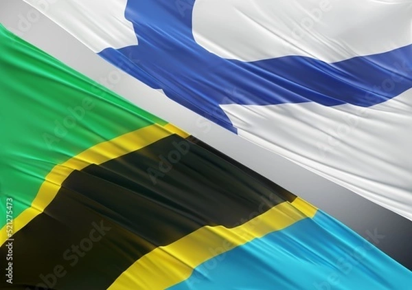 Obraz Abstract Tanzania with Finland Flag 3D Render (3D Artwork)