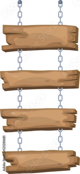 Fototapeta Wooden sign boards hanging from chain