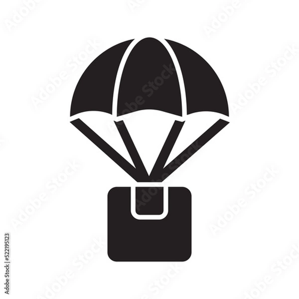 Fototapeta Parachute delivery , Global Logistic solid icon.