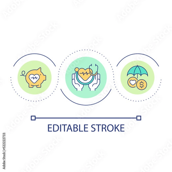 Obraz Medical insurance policy loop concept icon. Compensation of healthcare expenses. Protection abstract idea thin line illustration. Isolated outline drawing. Editable stroke. Arial font used