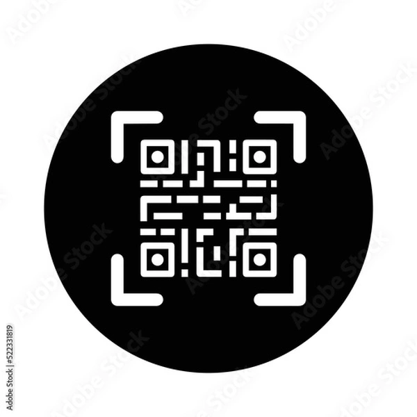 Fototapeta Scanner, barcode, qr code icon. Black vector sketch.